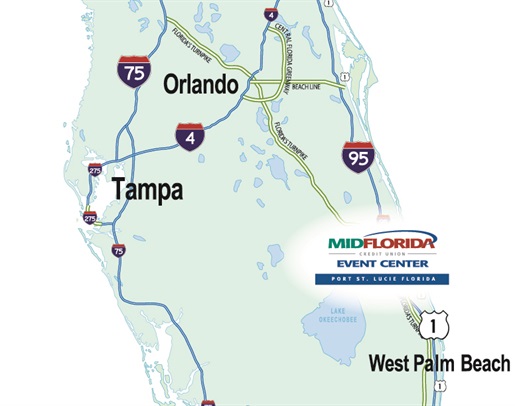 Florida with a location marking Port St. Lucie