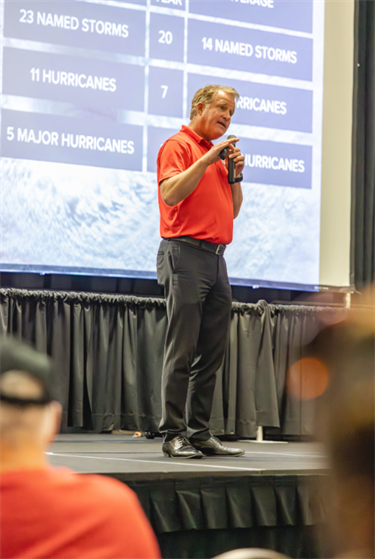 Hurricane Expo 2024 meteorologist Steve Weagle speaking
